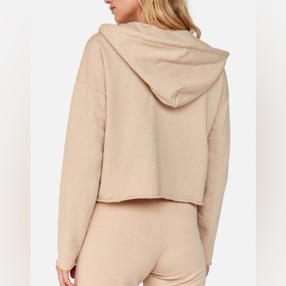 Mate the Label Lewis Cropped Raw Hem Zip Up Latte Hoodie Size Small - Picture 6 of 6